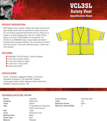 MCR Safety VCL3SLX2 Class 3 Polyester Solid Economy Safety Vest with 2-Inch Silver Reflective Stripe, Fluorescent Lime, 2X-Large