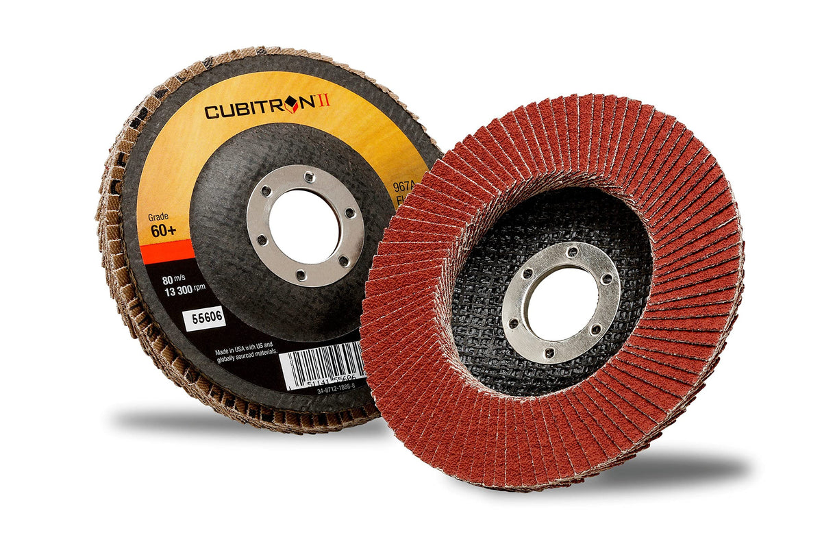 3M 7000148182 Cubitron II Flap Disc 967A 4-1/2 Inches 60+ Y-Weight 10-Pack