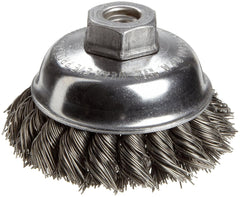 Weiler 13153 Single Row Knot Wire Cup Brush 3.5 Inch Diameter .023 Steel Fill 3/8-24 UNF Nut