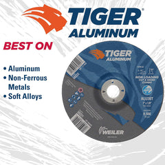 Weiler 58221 Tiger Aluminum Type 27 Cut Off/Grind Combo Wheel 7 inch ALU30T 7/8 A.H. Pack of 25