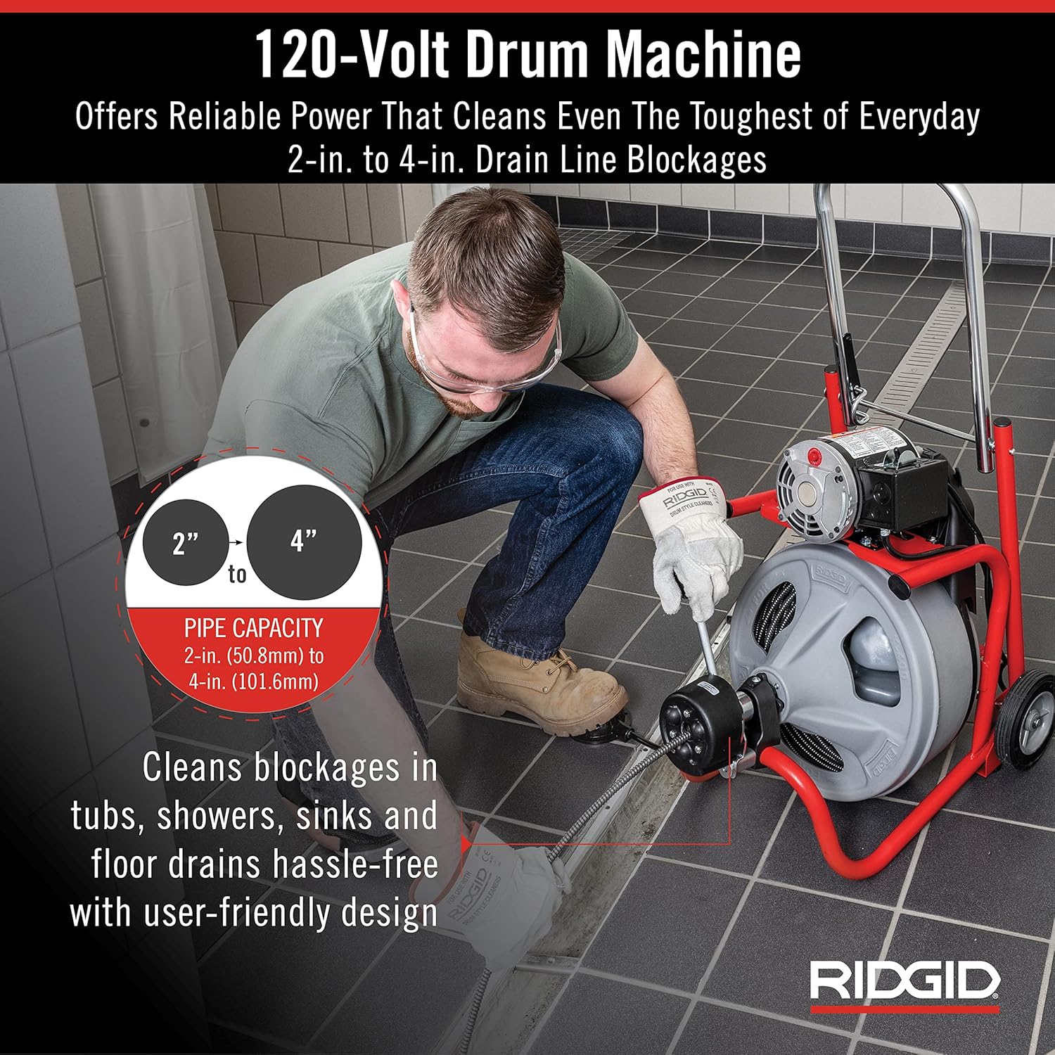 Ridgid 27013 K-400AF Drum Machine 115Volt 75 Feet Autofeed C45IW Cable