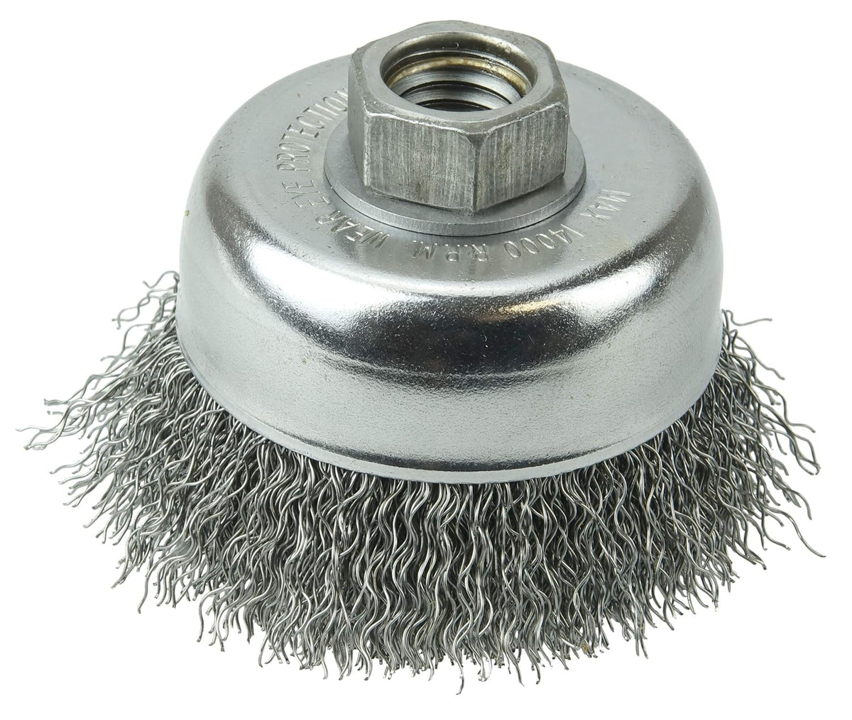 Weiler 13245 Crimped Wire Cup Brush 3 Inches 5/8-11 UNC Nut