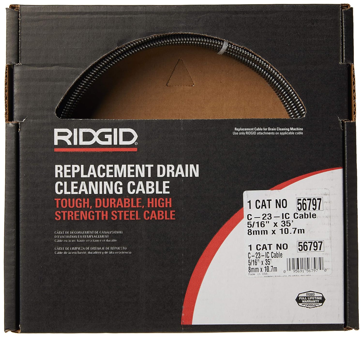 RIDGID 56797 Drain Cleaning Cable 5/16 In x 35 Ft