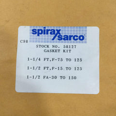 Spirax Sarco 58127 Cast Iron, Graphite and Stainless Steel NPT Gasket Kit for 1-1/2 inch FT-15 and FT-125 Float and Thermostatic Steam Traps