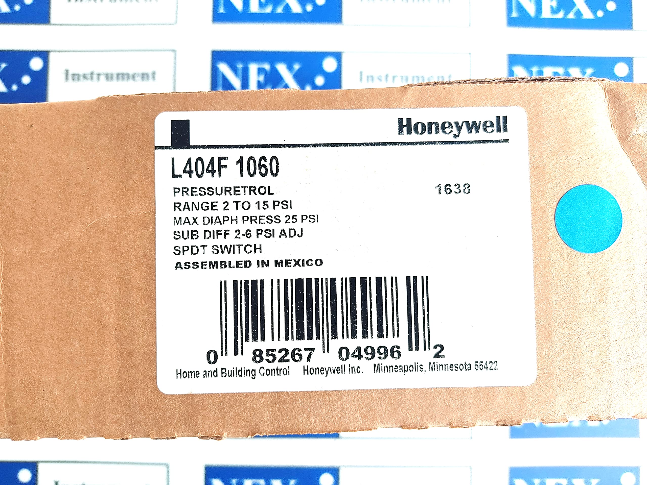 Honeywell L404F1060 Mercury Free Pressuretrol SPDT Microswitch 2-15 psi