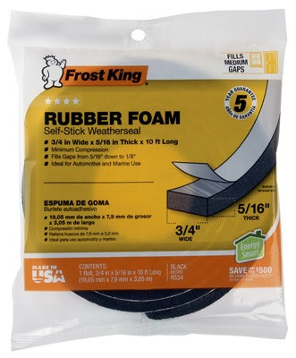 FROST KING Thermwell R534H Sponge Rubber Weatherstrip Tape Black