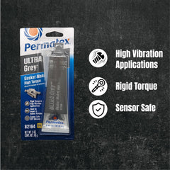 Permatex 82194 Ultra Grey Rigid High-Torque RTV Silicone Gasket Maker 3.5 Ounce