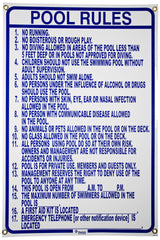 Pentair R234100 North Carolina Pool Rules Pool Sign