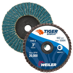 Weiler 50904 BobCat 3 Inch Diameter 60 Grit Zirconium Plastic Backing Type 29 Specialty Abrasive Flap Mini Disc