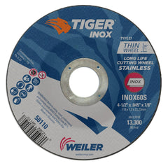 Weiler 58110 4-1/2 x 0.045 Tiger INOX Type 27 Thin Cutting Wheel, INOX60S, 7/8 A.H. (Pack of 25)