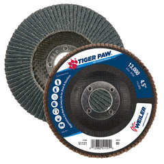 Weiler 51121 Tiger Paw Abrasive Flap Disc Angled 80 Grit 7/8 Arbor (Pack of 10)