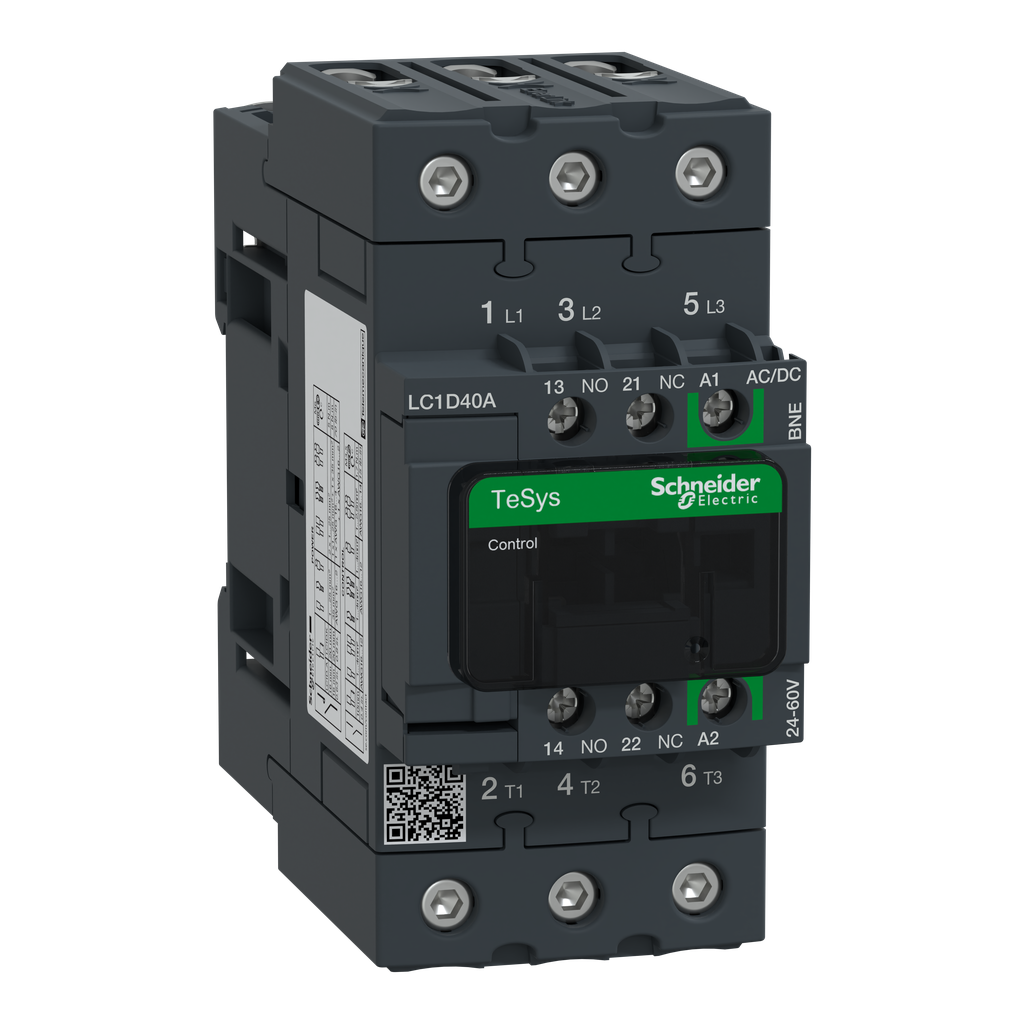 Schneider Electric LC1D40ABNE SQD IEC Contactor 40A - 30HP at 480VAC