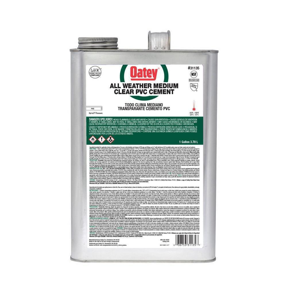 Oatey 31135 1 Gal Plastic Clear Pipe Cement