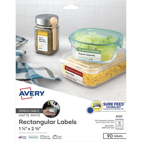 AVERY Avery AVE4224 Dissolvable Labels White 80 Pack