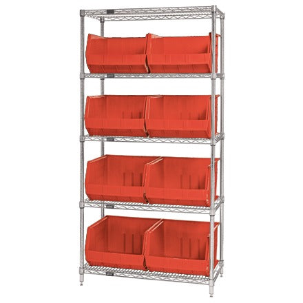 BSC PREFERRED Bsc Preferred WSBQ270R Wire Shelving Kit with Bins