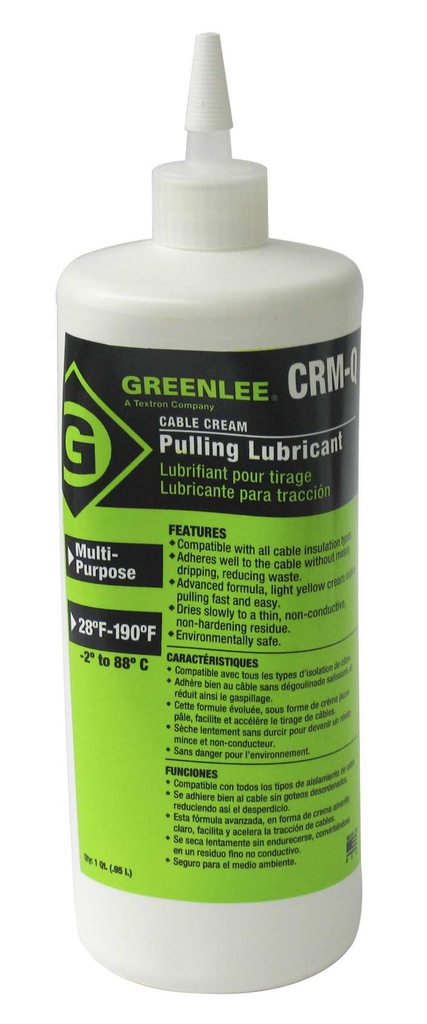 Greenlee CRM-Q Cable-Cream Cable Pulling Lubricant 1 Quart Squeeze Bottle