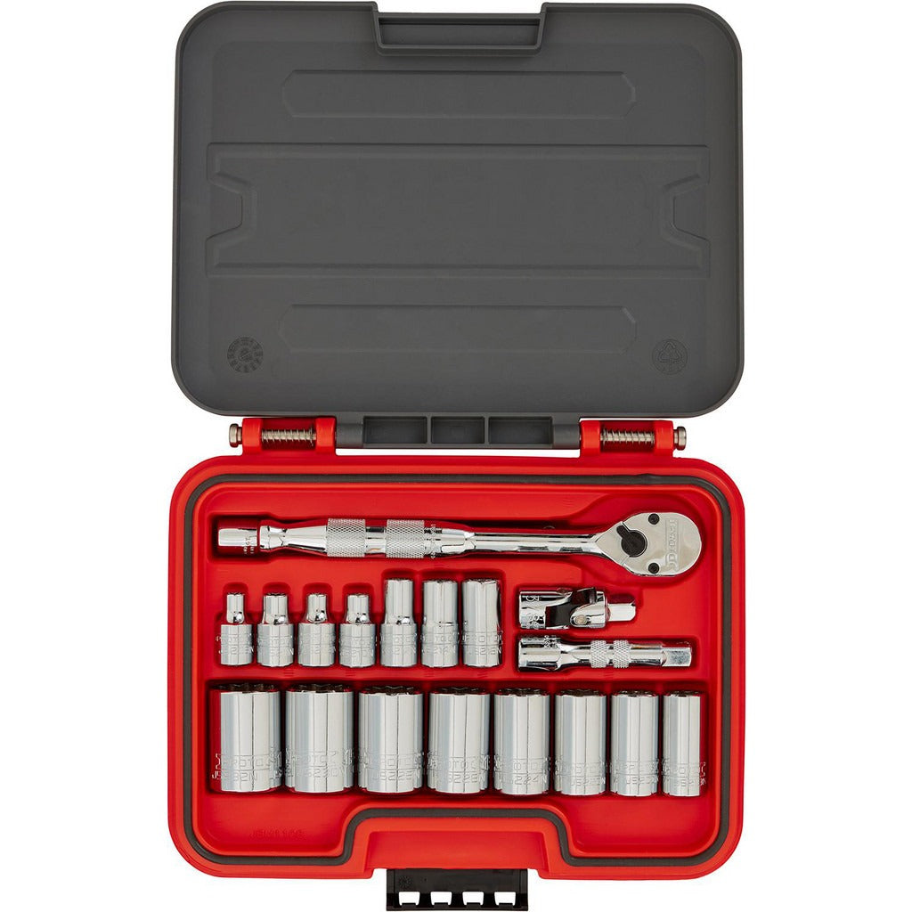 PROTO Proto J52119AS Socket Set 19 Pc 3/8 Drive Sae 12 Point