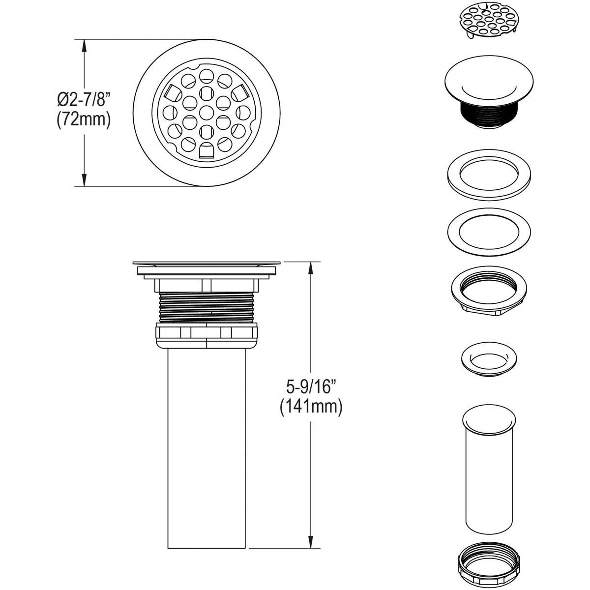 Elkay LK8 2-7/8 x 4 in. Bathroom Sink Drain in Polished Stainless Steel