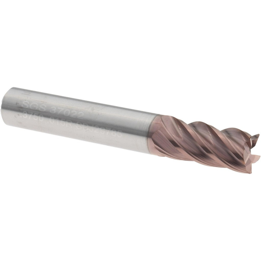 KYOCERA SGS PRECISION TOOLS Sgs 37022 Roughing End Mill 3/8 in 5 Flute Tin Solid Carbide