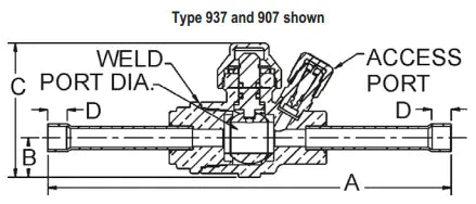 Henry Technologies 937203 Refrigerant Ball Valve Direct Operated Bi-Directional Flow 3/8 in. Sweat Connections