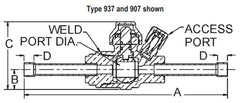 Henry Technologies 937511 Ball Valve 1-3/8 w/ Schrader Port Sweat or Braze