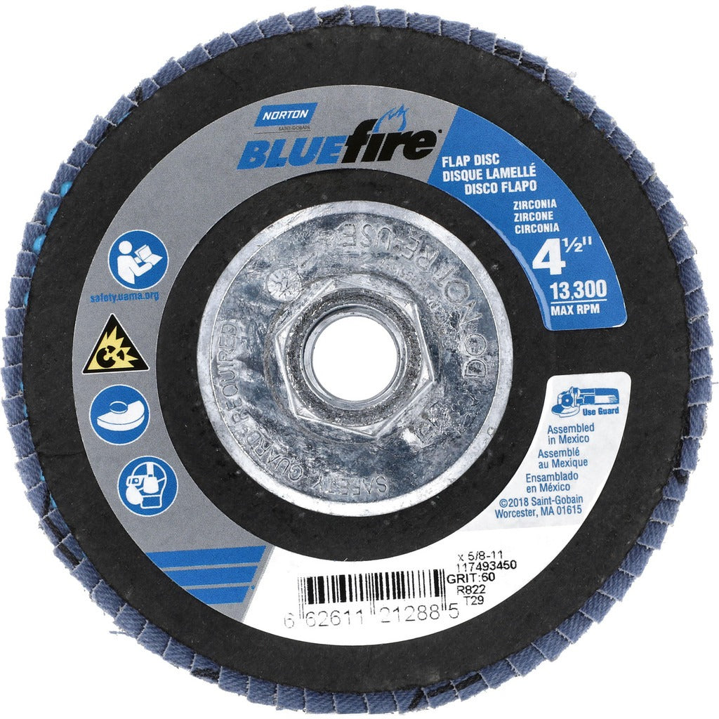 NORTON Norton 66261121288 Flap Disc 60 Grit Type 29 4.5 in