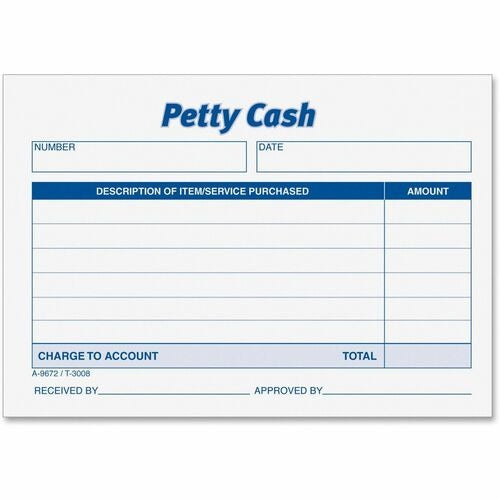 TOPS Tops TOP3008 Petty Cash Receipt Pad 50 Sheets 12 Pack
