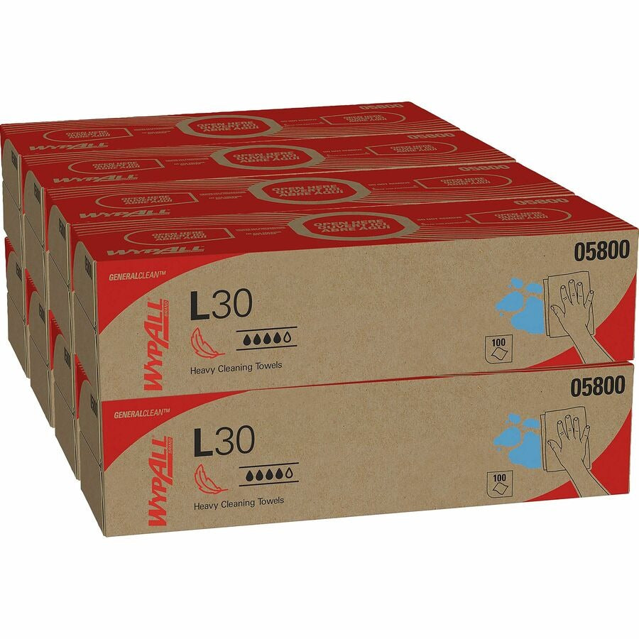 KIMBERLY-CLARK Kimberly-Clark KCC05800 Wypall L30 Wipers 9.8 x 16.4 in 8 Boxes of 100 Replacement KCC05800