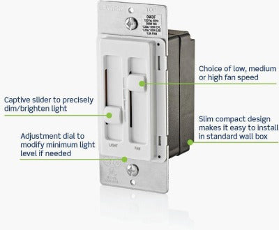 LEVITON Leviton R02-066DF-00W Fan Control Dimmer Switch White