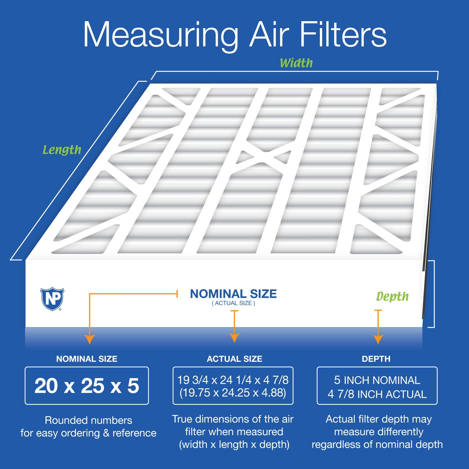 NORDIC PURE Nordic Pure 20x25x5ABM12-4 Merv 12 Air Filter 4 Pack