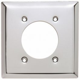 Pass & Seymour S3862C 2-Gang Metal 2.15 Inch Diameter Center Receptacle Wall Plate