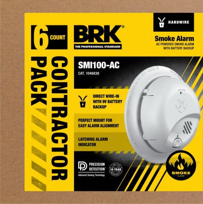 HONEYWELL Ademco Inc. 1046838 Hardwired Smoke Alarm 120V Ac 6 Pack