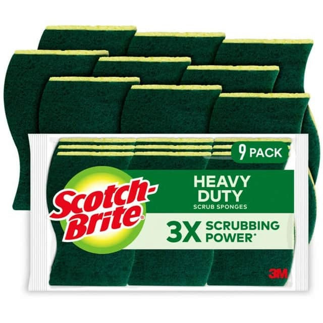 3M 3M MMM4295 Scotch-Brite Heavy-Duty Scrub Sponges 2.8 in x 4.5 in (9 Pack)