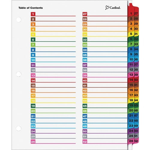 CARDINAL Cardinal CRD60990 52-tab Printable Index Dividers Letter