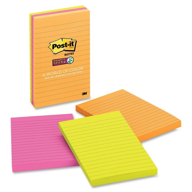 3M 3M 660-3SSUC Post-it Super Sticky Notes 4 x 6 (3 Pack) MMM6603SSUC