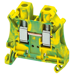 Schneider Electric NSYTRV62PE Square D NSYTRV62PE 6 mm 2-Point Green/Yellow 24 to 8 AWG Solid/Stranded Copper Screw Terminal Block