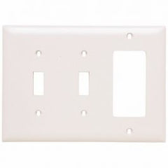 Pass & Seymour TP226W 3Gang Wall Plate, 2-Toggle / 1-Decorator - White