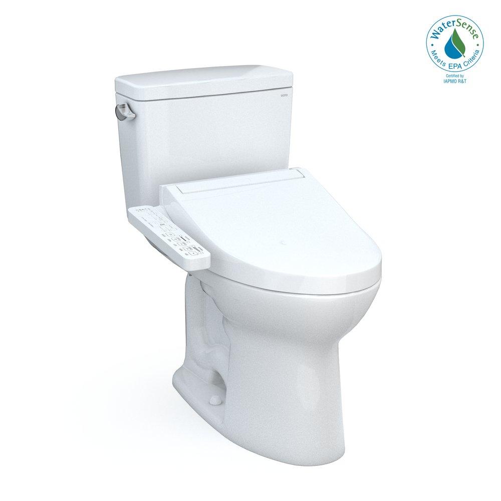 TOTO MW7763074CEFG#01 Drake 1.28 GPF Elongated Two-Piece Toilet with C2 Bidet Seat Cotton