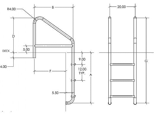 S.R.Smith 10094 Econoline Standard Crossbrace Plus Ladder | Commercial 29 5-Step Plastic Tread 0.65 Wall Thickness 1.90 Diameter