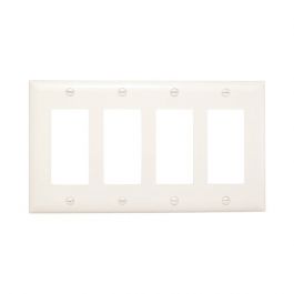 Pass & Seymour TP264W 4Gang Wall Plate, Decorator, Nylon, Standard - White