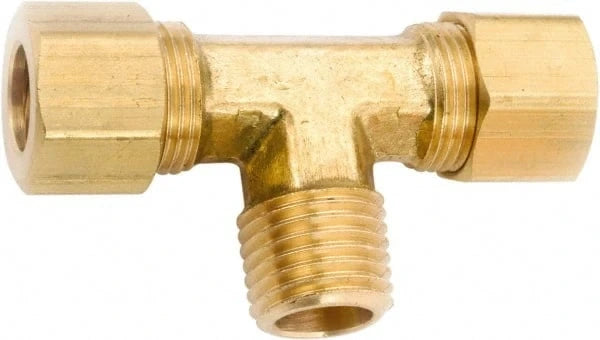 ANDERSON METALS Anderson Metals 750072-0604 3/8 In C x 1/4 In MPT Compression Brass Tee (Each)