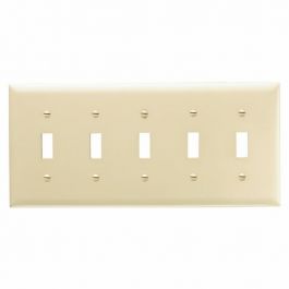 Pass & Seymour TP5I TP5-I 5Gang Wall Plate, Toggle Switch, Nylon, Standard - Ivory