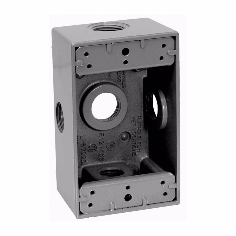 Crouse-Hinds TP7058 Weatherproof Outlet Box 18.0 cu in Gray