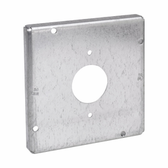 Crouse-Hinds TP730 4-11/16 Square Surface Cover, 1-20A Single Receptacle, 1.62 Dia., 1/2 Raised, 9.0cu.in, Steel