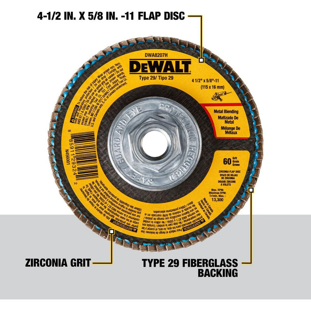 DEWALT Dewalt DWA8207H Flap Disc Type 29 60 Grit 4.5 Inches