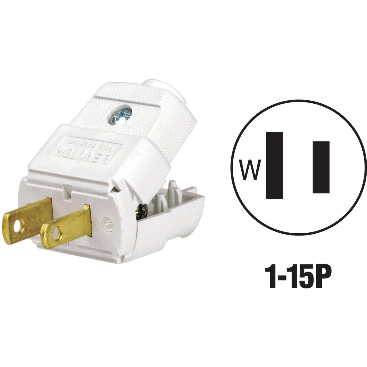LEVITON Leviton 036-00101-2WP Cord Plug 15A 125V Nema 1-15P
