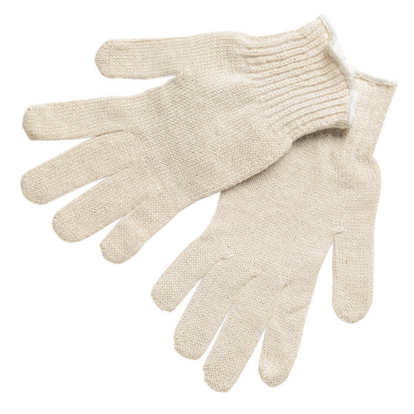 MCR Safety 9638L String Knit Work Gloves Natural Cotton Polyester Regular Weight