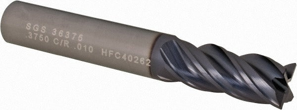 KYOCERA SGS PRECISION TOOLS Sgs 36375 Corner Radius End Mill 3/8 in 4 Flute Carbide