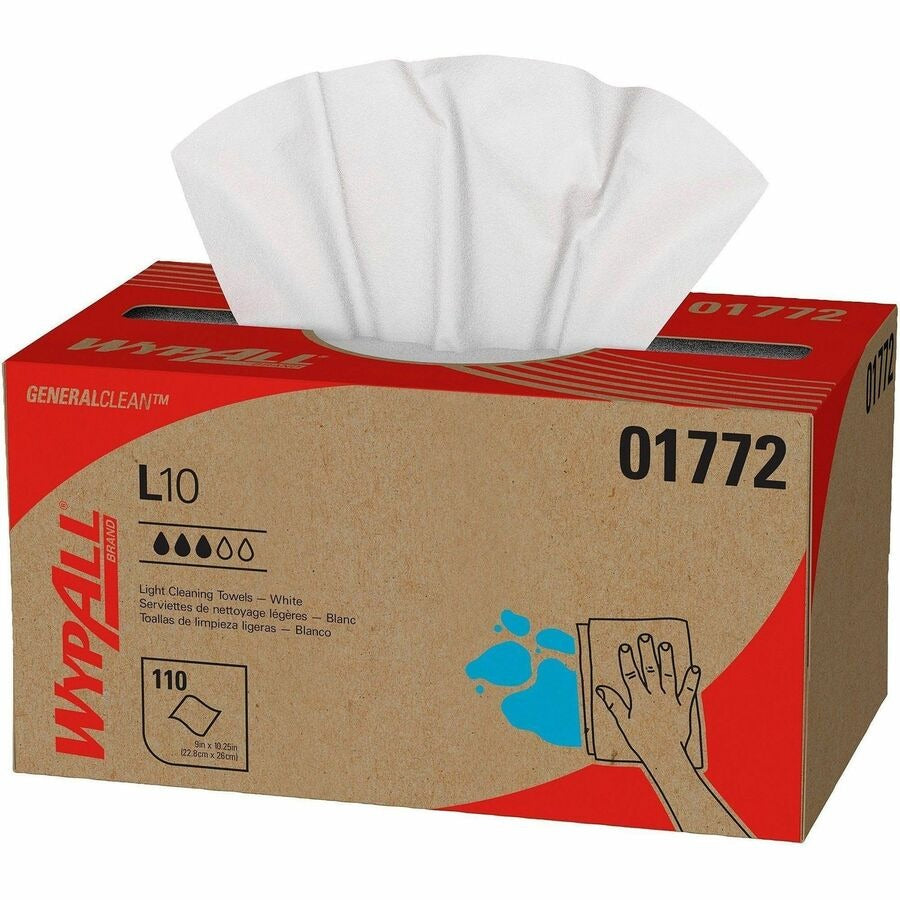 KIMBERLY-CLARK Kimberly-Clark KCC01772 Wypall L10 Sani-Prep Dairy Towels 9 x 10.5 in 110/Pack 18 Packs/Carton