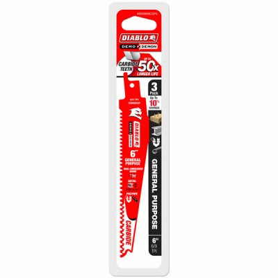 DIABLO Freud DS0609CGP3 Carbide Reciprocating Blade 6in 3 Pack